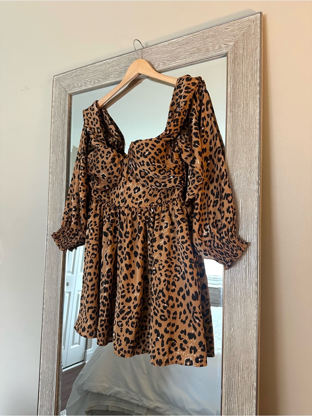 House Of Harlow 1960 Cheetah Print Puff Sleeve Burna Mini Dress Size Medium